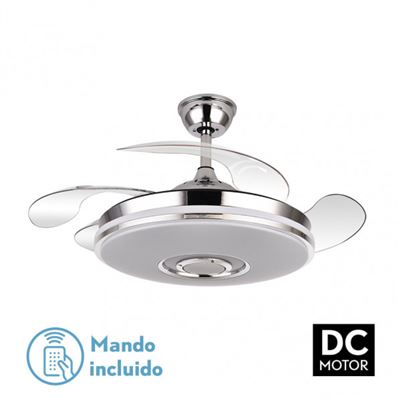 Ventilador De Techo Fabrilamp Led Noto Regulable Con Control Remoto Y Bluetooth 72w 3cct+rgb 6120lm Ip20 Cromo