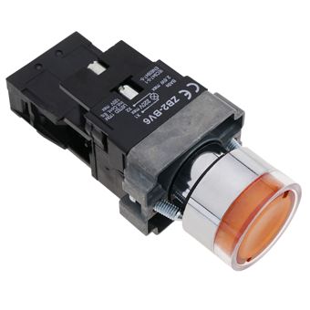 Pulsador de enganche BeMatik 22mm 400V 10A con bloqueo y luz LED naranja