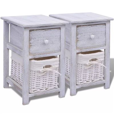 Vidaxl Blanca Mesitas De Noche 2 Unidades Madera