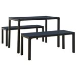 Set de comedor de jardín vidaXL 3 piezas de acero y WPC negro