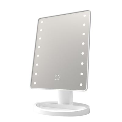 Espejo De Maquillaje Dam Con 16 Luces Led Sensor Táctil Rotación 180° Blanco