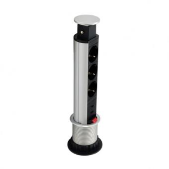 Regleta Vertical Equip Pop-up Power Outlet - Ajusta en Agujero de 60mm - 2x  Schuko - 2x USB Hembra - Cables de corriente - Los mejores precios