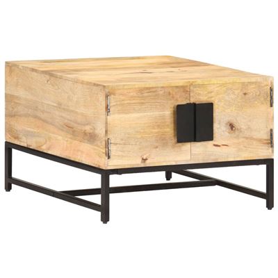 Vidaxl Marrón Mesa De Centro Madera Maciza De Mango 67X67x45cm