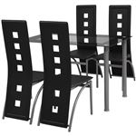 Conjunto de comedor 5 piezas vidaXL negro