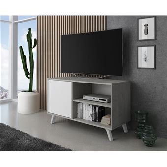 Mueble TV Skraut Home 100 con puerta izquierda salón comedor Modelo WIND  estructura cemento puerta blanco mate, Pequeño mobiliario, Los mejores  precios