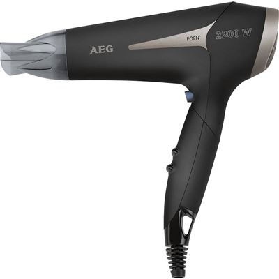 Secador de Pelo profesional Iónico AEG HT 5684, 3 niveles temperatura, 2 velocidades, boquilla 360º, 2200W
