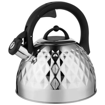 Florina Gris Tetera Con Silbato Hervidor De Agua 2 5L Inducción Inox Moderno Fenny Mirror