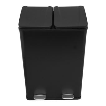 ML-Design Cubo de Basura Doble con Pedal, Clasificador de Residuos 2x30l  Negro 60L, Papelera Separadora
