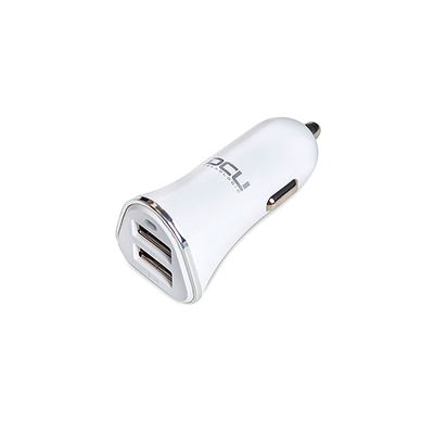 Cargador de Mechero del Coche Dcu Blanco Titanio con Indicador led de Conexión 2xusb