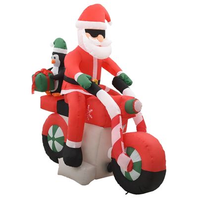 Papá Noel inflable navideño en moto vidaXL LED IP44 160cm