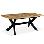 Vidaxl Mesa Comedor 180 cm cruz de acero consola cocina madera maciza 244805