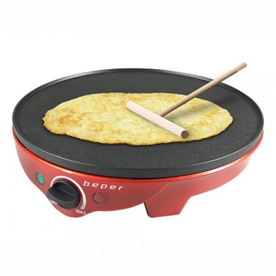 Crepera Eléctrica Beper Bt.700y Rojo, Diámetro 30cm,1300w