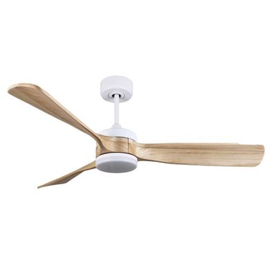 Ventilador De Techo Fabrilamp Led Oriente Regulable Con Control Remoto 26w 3cct 2950lm Ip20 Ø132cm Blanco Y Haya
