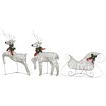 Renos y trineo decoración de Navidad vidaXL 60 LEDs dorado jardín