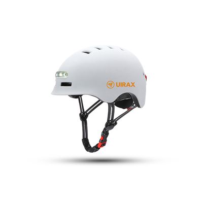 Casco LED Uirax Blanco Talla M, recargable, USB, varios modos de luz