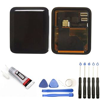 Pantalla completa compatible con Apple Watch Series 1 38m negro + herramientas + Pegamento B7000 - 1