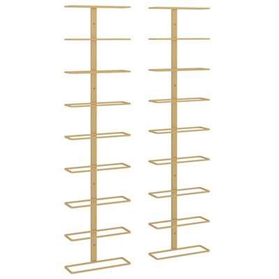 Botellero De Pared Para 9 Botellas 2 Unidades Vidaxl Hierro Dorado
