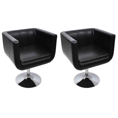 Vidaxl Negro Taburete De Bar 2 Unidades Cuero Artificial