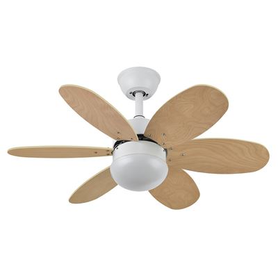 Ventilador De Techo Fabrilamp Alves Con Control Remoto 2xe27 20w Motor Dc 45db Ip20 Blanco