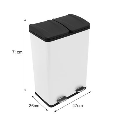 Cubo de Basura con Pedal Doble 2x30L Reciclaje, Blanco - Basura