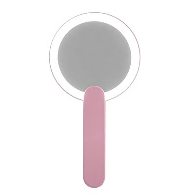 Espejo Plegable Dam Portátil De Maquillaje Con Luz Led Rosa Claro