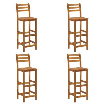 Vidaxl Taburetes De Cocina 4 Unidades Madera Maciza De Acacia - Imagen 2