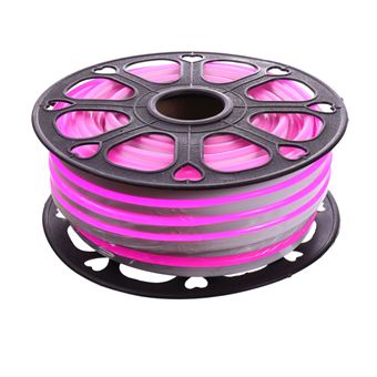 Tira LED NEON flexible 25m, Color luz rosa magenta 12VDC 8 * 16mm, corte 2,5cm, 120 led/m SMD2835