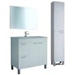 Pack Completo de Baño: mueble lavabo de PMMA + Espejo + Grifería + columna de baño, Blanco Brillo