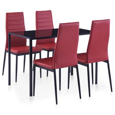 Vidaxl Conjunto De Mesa Y Sillas De Comedor 5 Piezas Color Vino Tinto