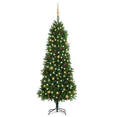 Set árbol de Navidad artificial vidaXL LED y bolas 240 cm verde