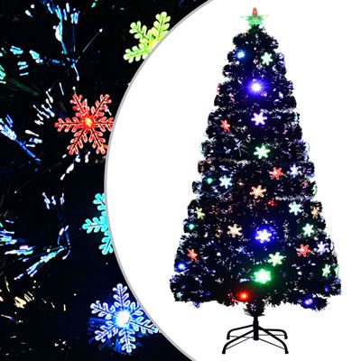 Árbol de Navidad copos de nieve vidaXL LED fibra óptica negro 120cm