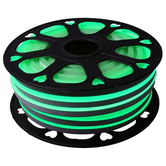 Tira LED NEON flexible 25m, Color luz verde 12VDC 8 * 16mm, corte 2,5cm, 120 led/m SMD2835