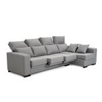 Sofá Chaise Longue 4 plazas gris perla lytir derecha tanuk 273x145 con respaldo reclinable asientos extensibles sistema li