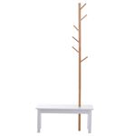 Perchero de pie con banco Homcom blanco 80x30x180 cm