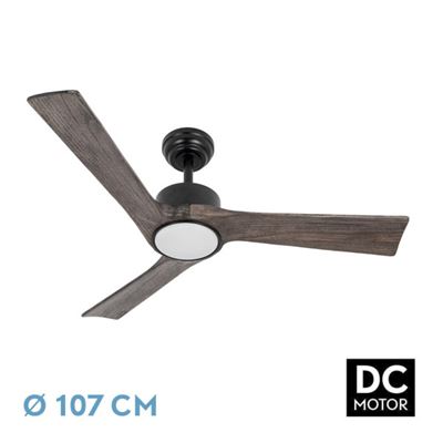 Ventilador De Techo Fabrilamp Led Orinoco Regulable Con Control Remoto 24w 3cct 2424lm Ip20 Ø107cm Negro Y Roble