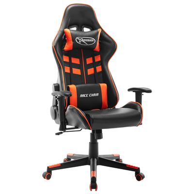 Silla Gaming De Cuero Sintético Vidaxl Negro Y Naranja