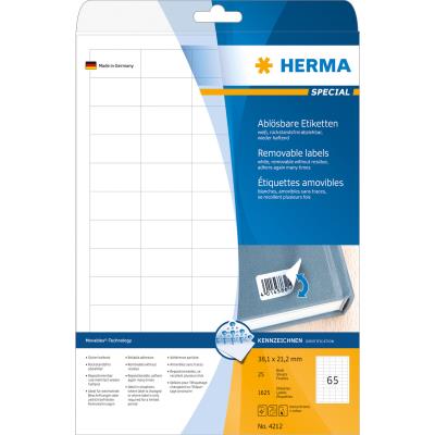 Herma 4212 Pack de 1625 etiquetas 38.1 x 21.2 mm