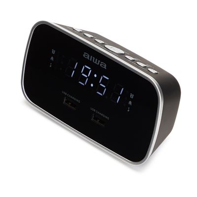 Radio Reloj Despertador Aiwa Cru-19bk Color Negro Digital Usb Charge