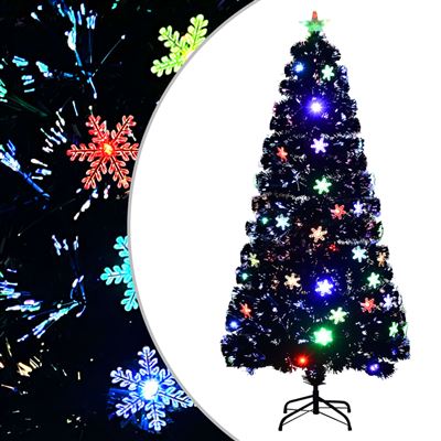 Árbol de Navidad copos de nieve vidaXL LED fibra óptica negro 150cm