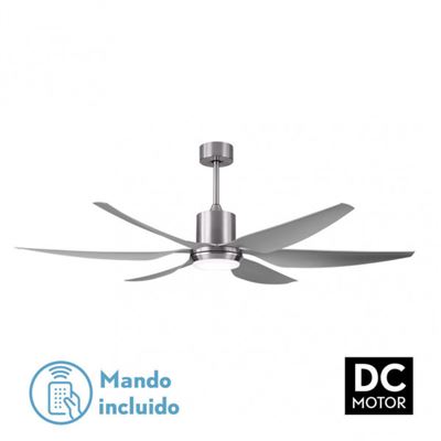 Ventilador De Techo Fabrilamp Led Otto Regulable Con Control Remoto 24w 3cct 2950lm Ip20 Níquel Y Plata