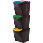 Prosperplast Za907 Juego de 3 cubos reciclaje plástico 25 24 x 40 33.7 cm color 75l