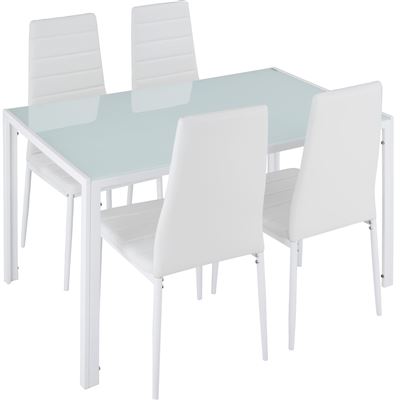 Conjunto de mesa y 4 sillas de comedor Berlín, Blanco