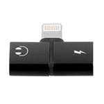 Adaptador Lightning Audio y carga 2 en 1 para iPhone / iPod / iPad - Negro