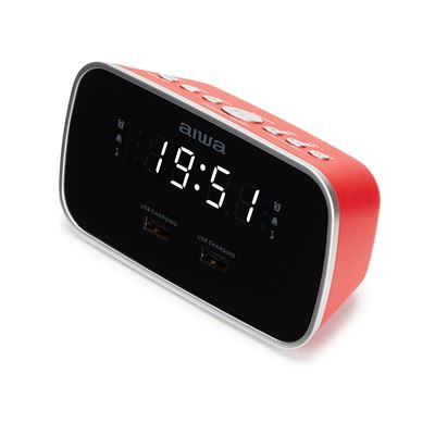 Radio Reloj Despertador Aiwa Cru-19rd Color Rojo Digital Usb Charge