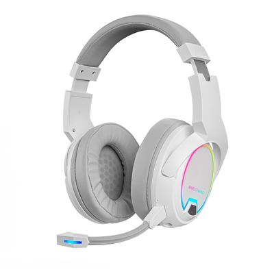 Auriculares Inalámbricos Mars Gaming Mhw-100 Blanco, Argb Flow, Micrófono Enc Extraíble