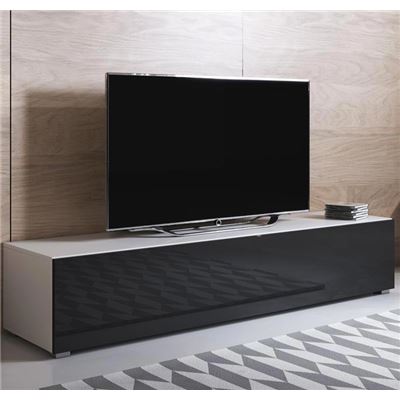 Mueble Tv Modelo Luke H2 160x32cm Blanco Y Negro Con Patas Estándar
