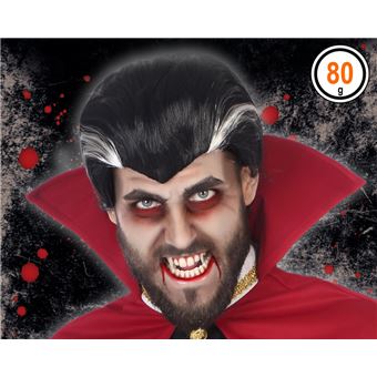 Peluca Halloween Vampiro Tupé Moreno Canas - 1