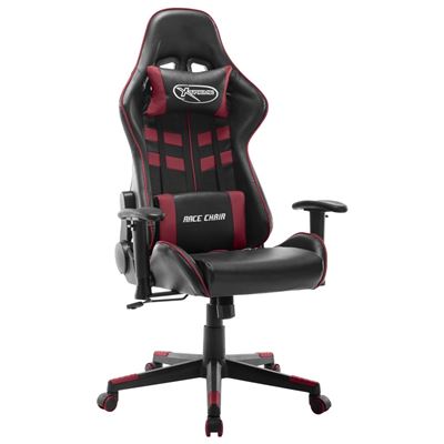 Silla Gaming De Cuero Sintético Vidaxl Negro Y Rojo Tinto