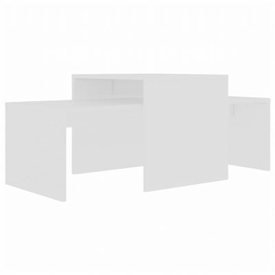 Vidaxl Blanco Juego De Mesas De Centro Aglomerado 100X48x40cm