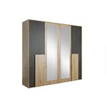 Hucoco Lukki Armario dormitorio grande 203x200x65 cm 2 espejos 10 estantes